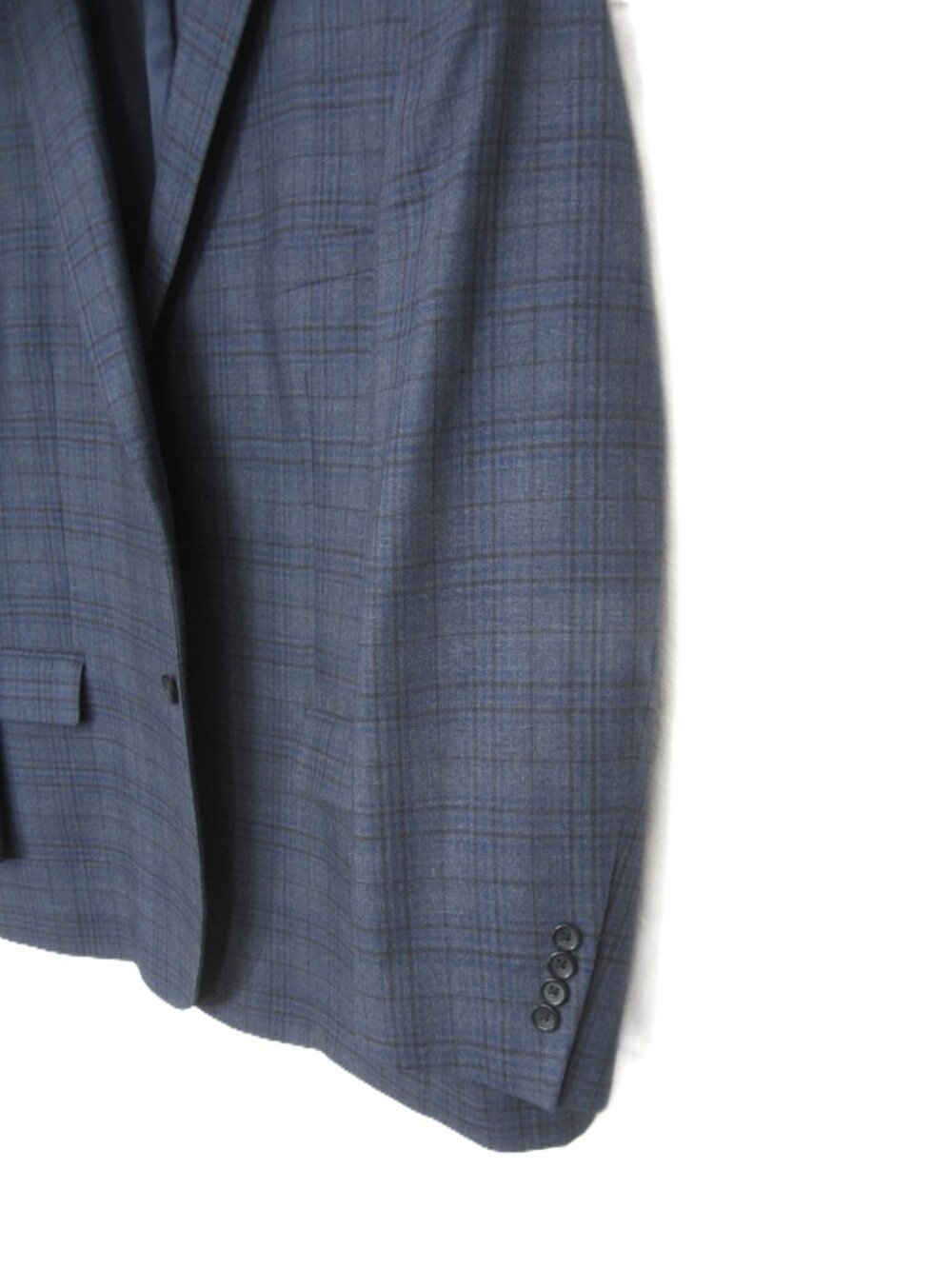 Pronto Uomo Size 52R Windowpane Plaid Blue Gray Sport Coat 100% Wool EUC - Picture 2 of 11